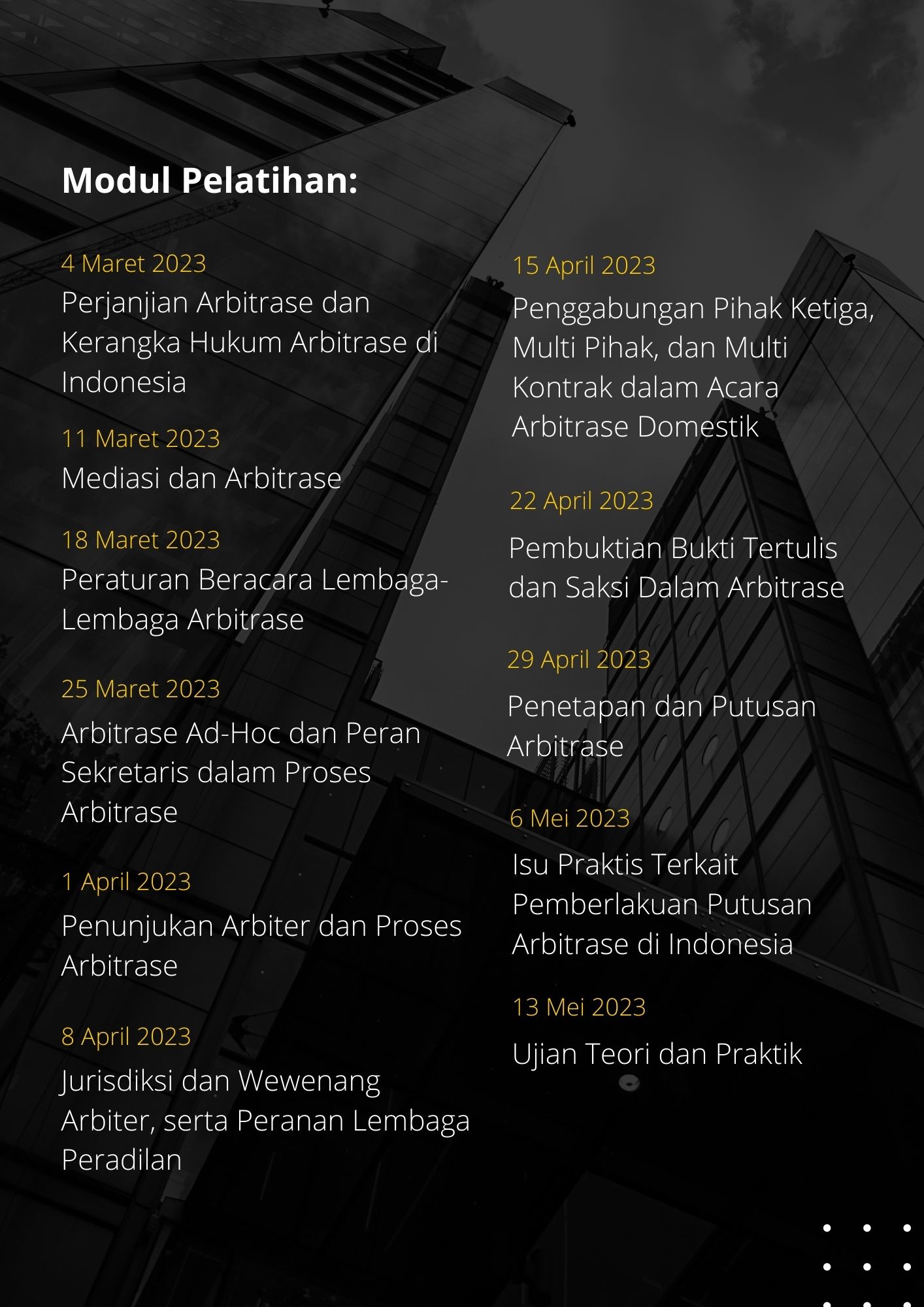 <p>Pelatihan Arbitrase Domestik</p>
