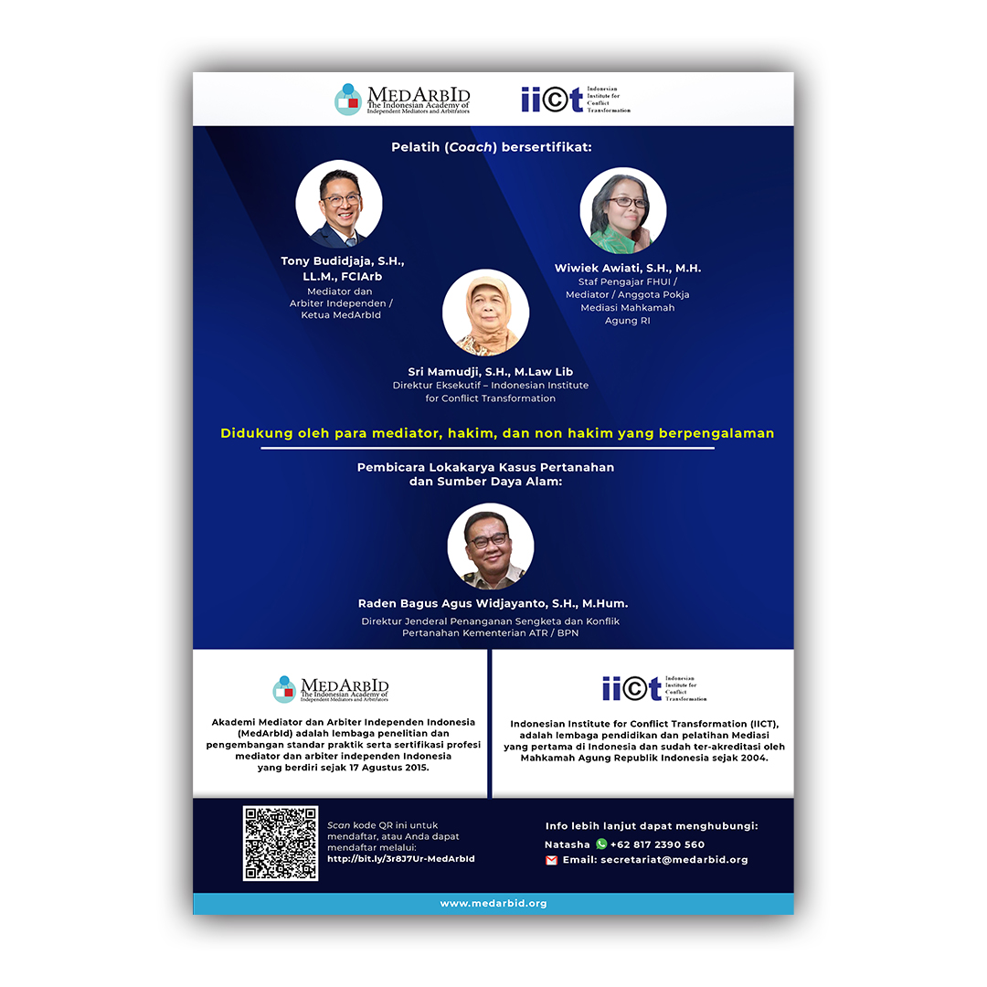 <p>Telah dibuka Pendaftaran Gelombang 2 Pendidikan dan Pelatihan Mediator MedArbId-IICT!</p>
