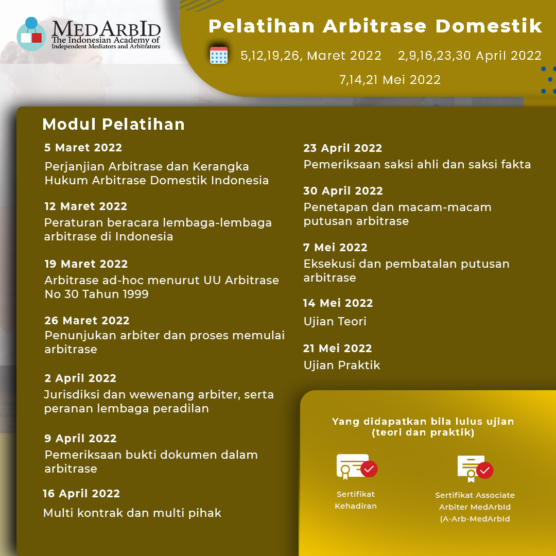 <p>Pelatihan Arbitrase Domestik</p>
