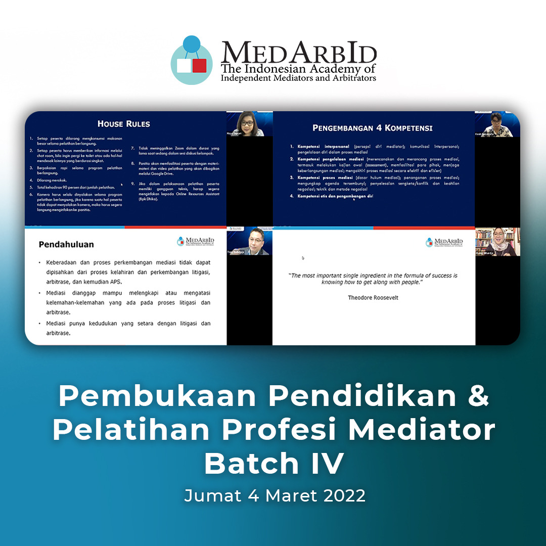 <p>Pembukaan Pendidikan & Pelatihan Profesi Mediator Batch IV</p>
